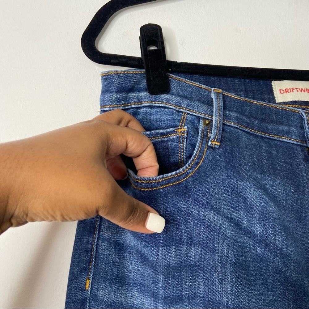 DRIFTWOOD Blue Cropped Jeans with Black and White Trim - Picture 4 of 7